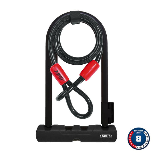 Abus Ultra 410 + Cobra Loop U-Lock Key 12mm 17.0cm x 23.0cm 6.7" x 9" SH34 Black; Cable 10mm 120cm 4'