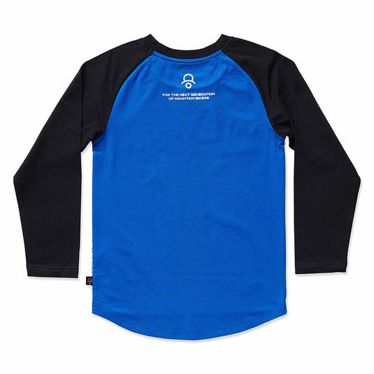 Kids Ride Shotgun Windproof Kids MTB Jersey Dino YS Black & Blue