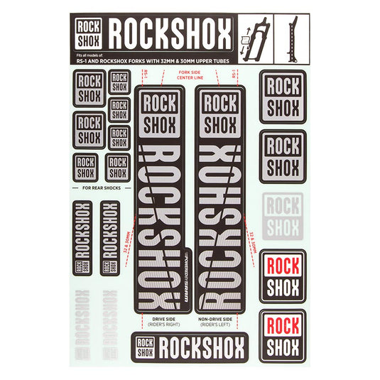 RockShox Fork Decal Kit - 30/32mm/RS1 Gray