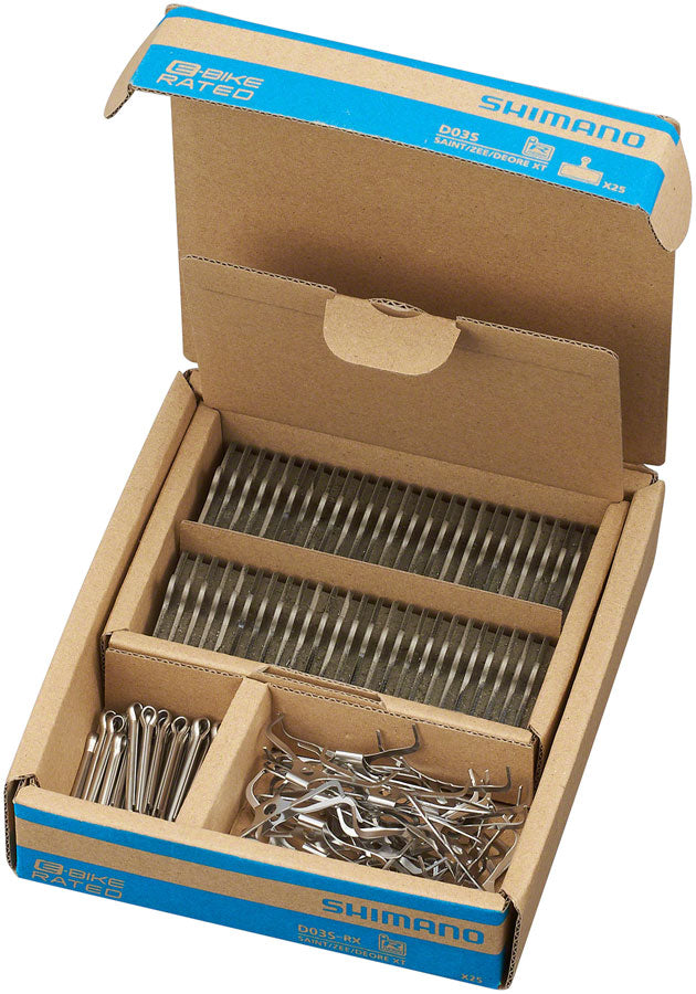 Load image into Gallery viewer, Shimano D03S-RX Disc Brake Pads Springs - Resin Compound Stainless Steel Backplate Box/25 pair

