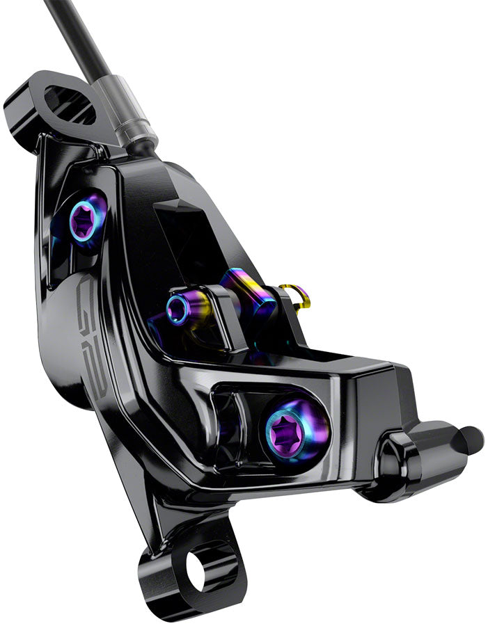 Load image into Gallery viewer, SRAM G2 Ultimate Disc Brake Lever - Rear Post Mount Carbon Lever Titanium Hardware Gloss BLK Rainbow Hardware A2

