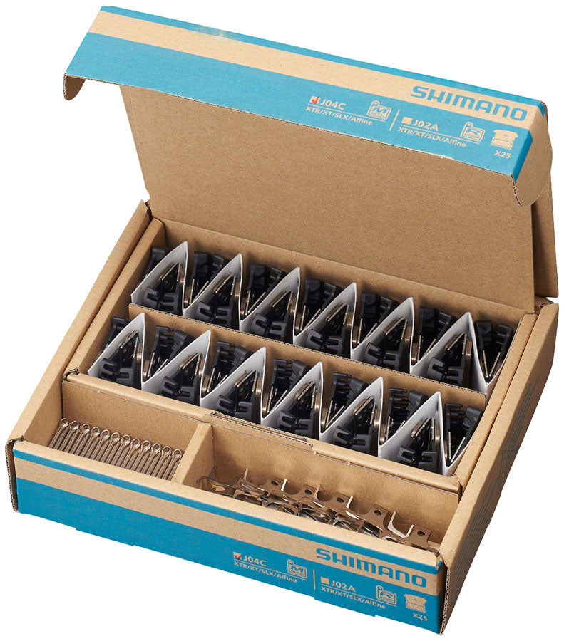Load image into Gallery viewer, Shimano J04C-MF Disc Brake Pads Springs - Metal Compound Finned Alloy Stainless Steel Back Plate Box/25 pair
