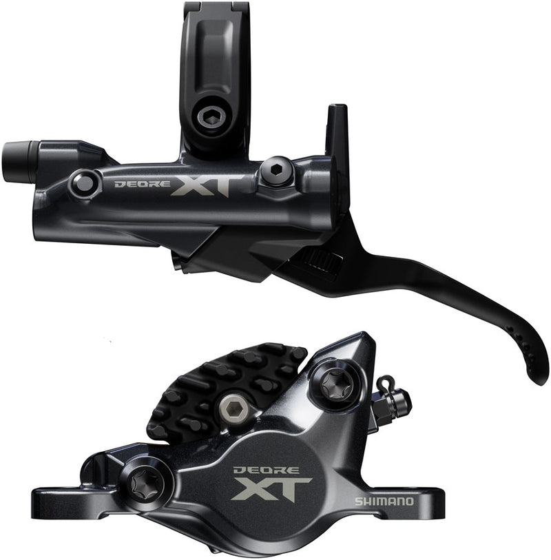 Load image into Gallery viewer, Shimano Deore XT M8200 Disc Brake Lever - Left/Front Post Mount 2-Piston Caliper SM-BH90-SBM Hose Fin Metal Pads BLK
