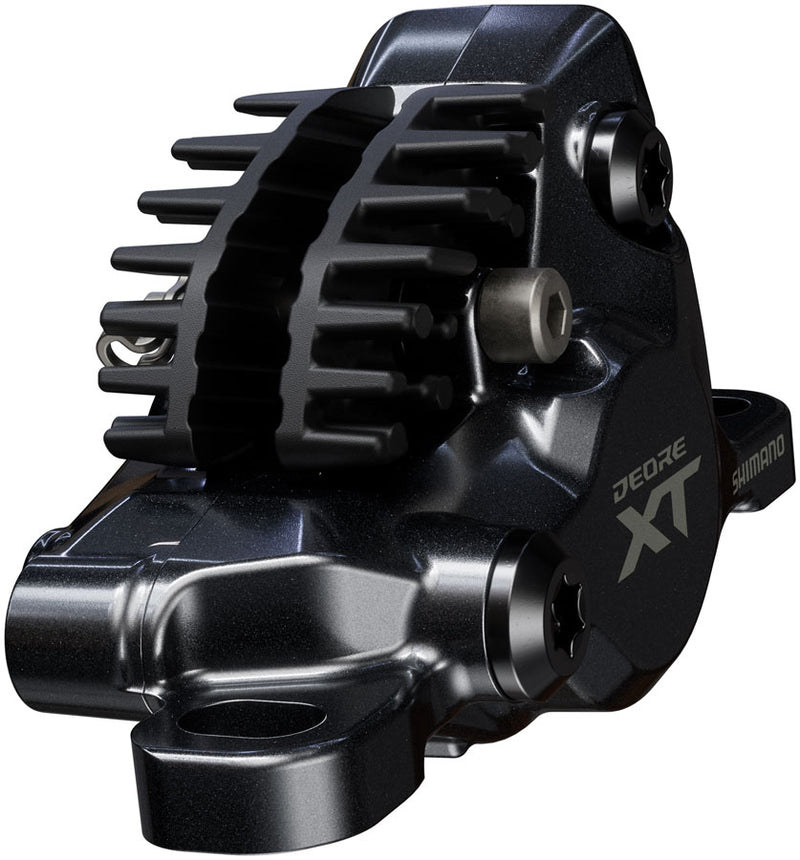 Load image into Gallery viewer, Shimano Deore XT M8200 Disc Brake Lever - Left/Front Post Mount 2-Piston Caliper SM-BH90-SBM Hose Fin Metal Pads BLK
