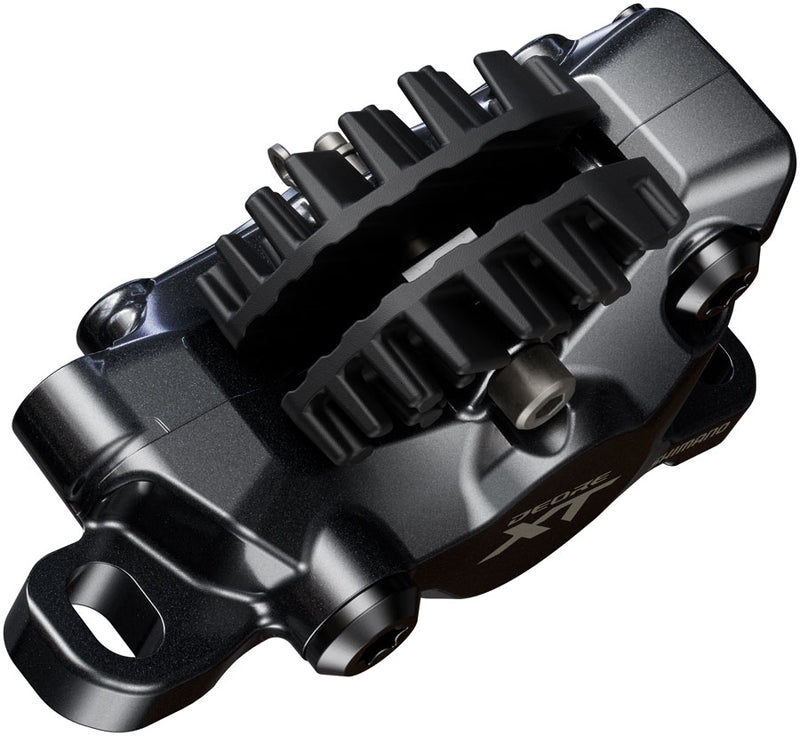 Load image into Gallery viewer, Shimano Deore XT BR-M8200 XC Disc Brake Caliper - Front Rear Post Mount 2-Piston Includes J04C-MF Finned Metal Pads BLK

