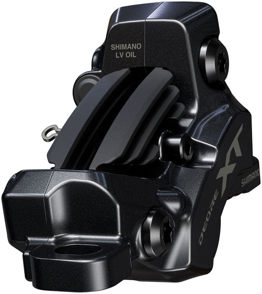 Shimano Deore XT BR-M8220 Enduro Disc Brake Caliper - Front Rear Post Mount 4-Piston Includes P04C-MF Finned Metal Pads