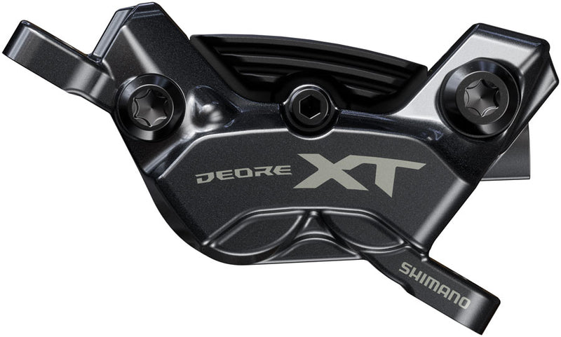 Load image into Gallery viewer, Shimano Deore XT BR-M8220 Enduro Disc Brake Caliper - Front Rear Post Mount 4-Piston Includes P04C-MF Finned Metal Pads
