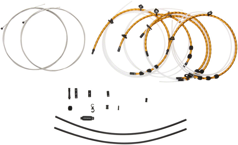 Load image into Gallery viewer, Jagwire 2x Elite Link Shift Cable Kit SRAM/Shimano Polished Ultra-Slick Cables Gold
