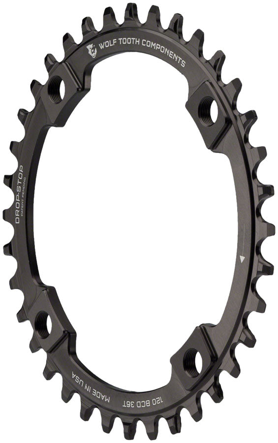 Load image into Gallery viewer, Wolf Tooth 120 BCD Chainring - 36t 120 BCD 4-Bolt Drop-Stop B Black
