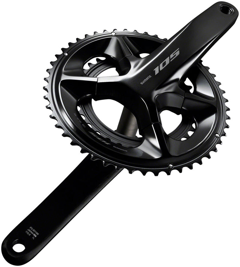 Load image into Gallery viewer, Shimano 105 FC-R7100 Crankset - 160mm 12-Speed 50/34t 110 Asymmetric BCD Hollowtech II Spindle Interface BLK
