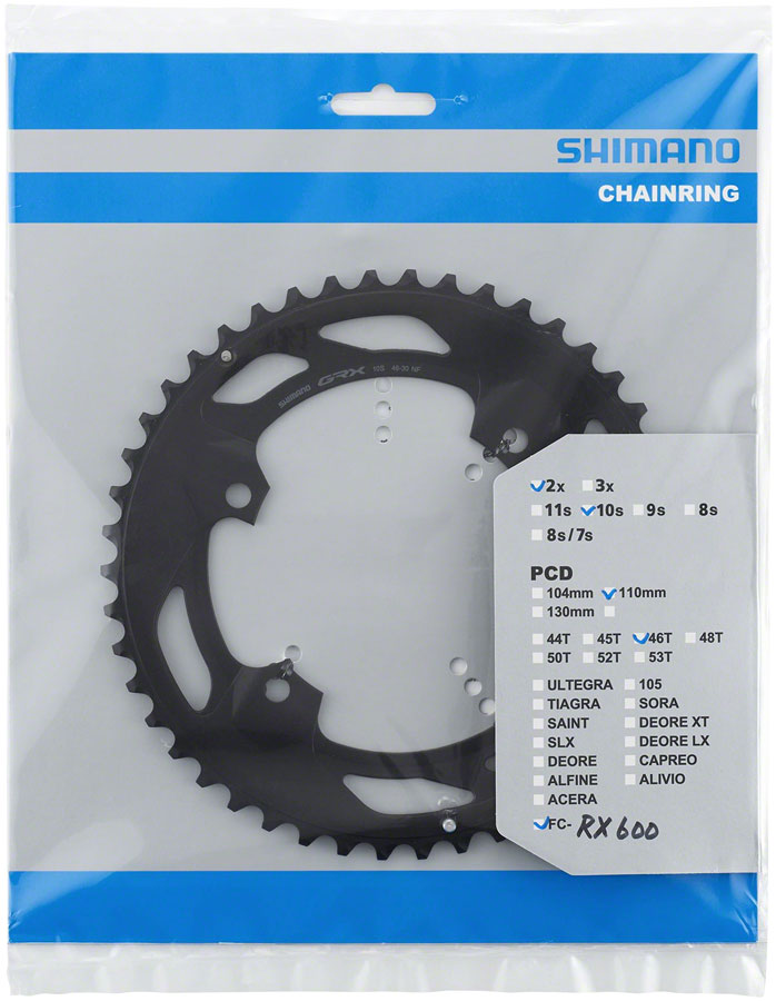 Load image into Gallery viewer, Shimano FC-RX600-10 Chainring - 46t 110 BCD For 2x10 Black
