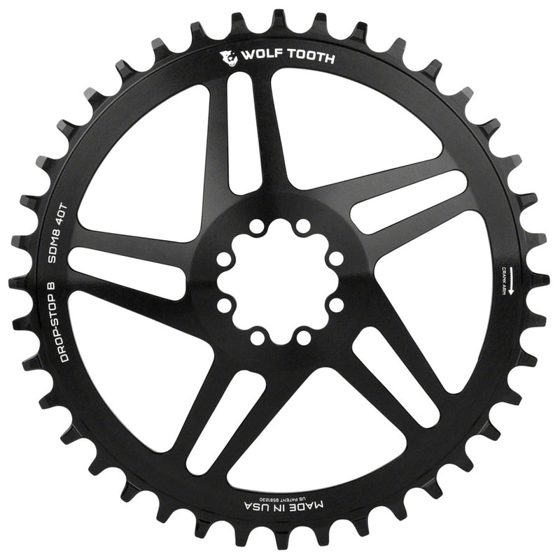 Load image into Gallery viewer, Wolf Tooth Direct Mount Chainring - 40t SRAM Direct Mount Drop-Stop B For SRAM 8-Bolt Cranksets 6mm Offset BLK
