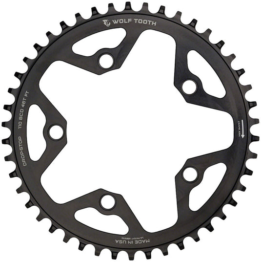 Wolf Tooth 110 BCD Cyclocross Road Chainring - 36t 110 BCD 5-Bolt Drop-Stop B  BLK