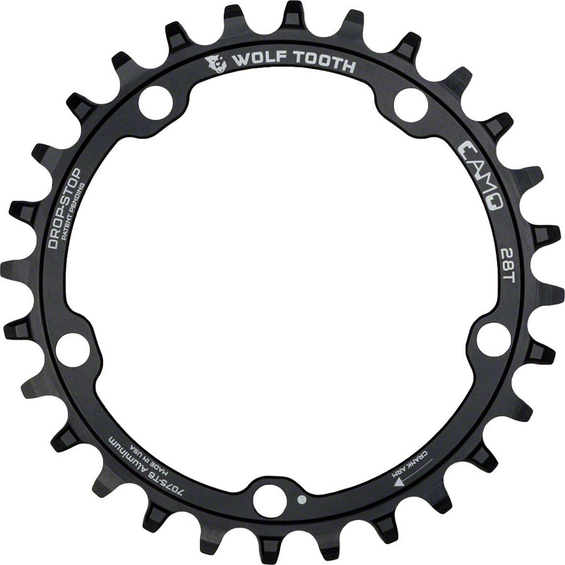 Load image into Gallery viewer, Wolf Tooth CAMO Aluminum Chainring - 28t Wolf Tooth CAMO Mount Drop-Stop A BLK
