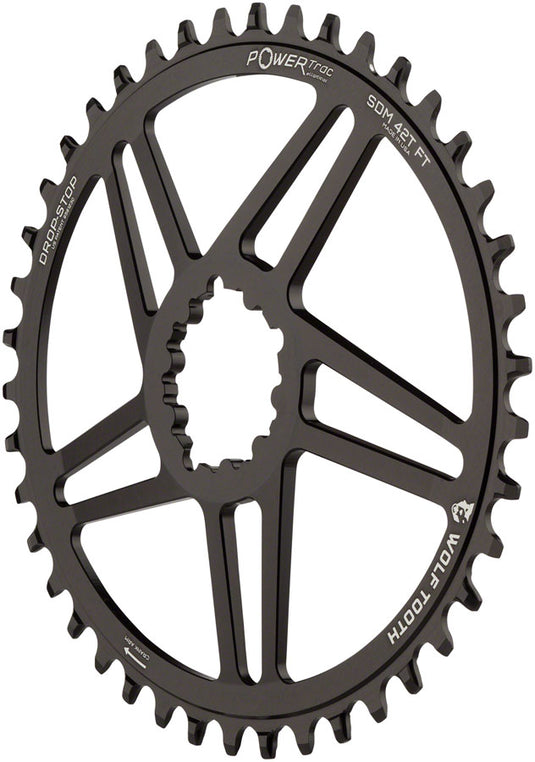 Wolf Tooth Elliptical Direct Mount Chainring - 42t SRAM Direct Mount 6mm Offset Drop-Stop B Flattop Compatible BLK