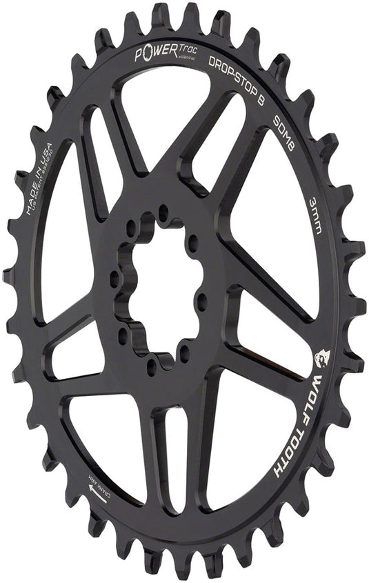 Wolf Tooth Elliptical Direct Mount Chainring - 32t SRAM Direct Mount Drop-Stop B For SRAM 8-Bolt Cranksets 3mm Offset BLK