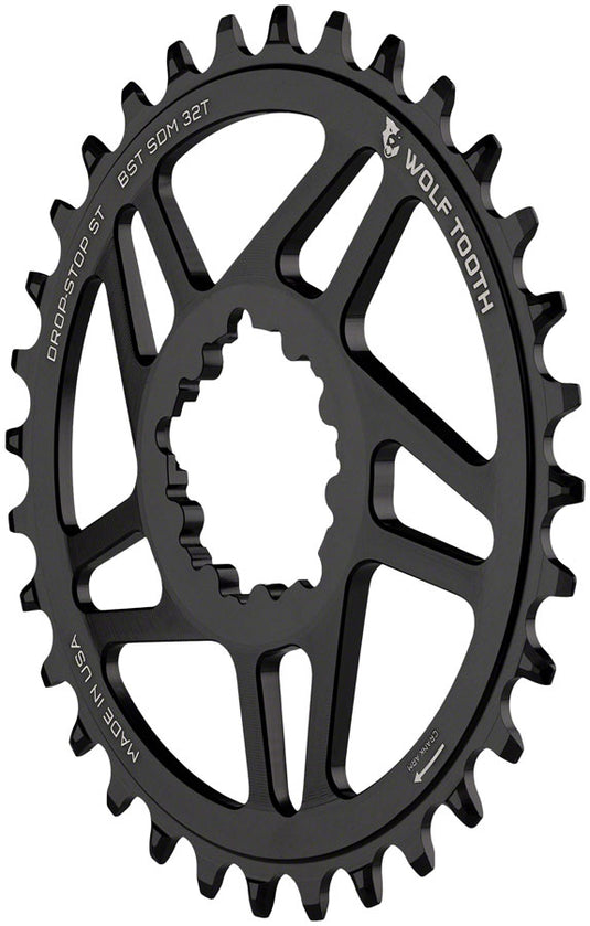 Wolf Tooth Direct Mount Chainring - 34t SRAM 3-Bolt Direct Mount Drop-Stop ST Requires 12-Speed HG+ Chain BLK