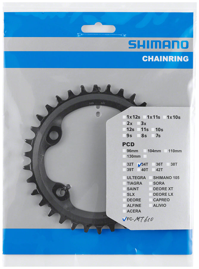 Load image into Gallery viewer, Shimano FC-MT610 Chainring - 34t 12-Speed Asymmetric 96 BCD Black
