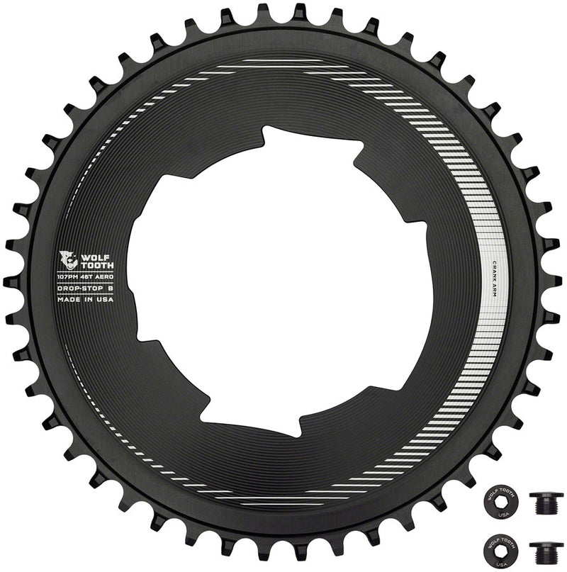 Load image into Gallery viewer, Wolf Tooth Aero 107 BCD Chainring - 46t Optimized SRAM Eagle Flaptop Chains Drop-Stop B BLK
