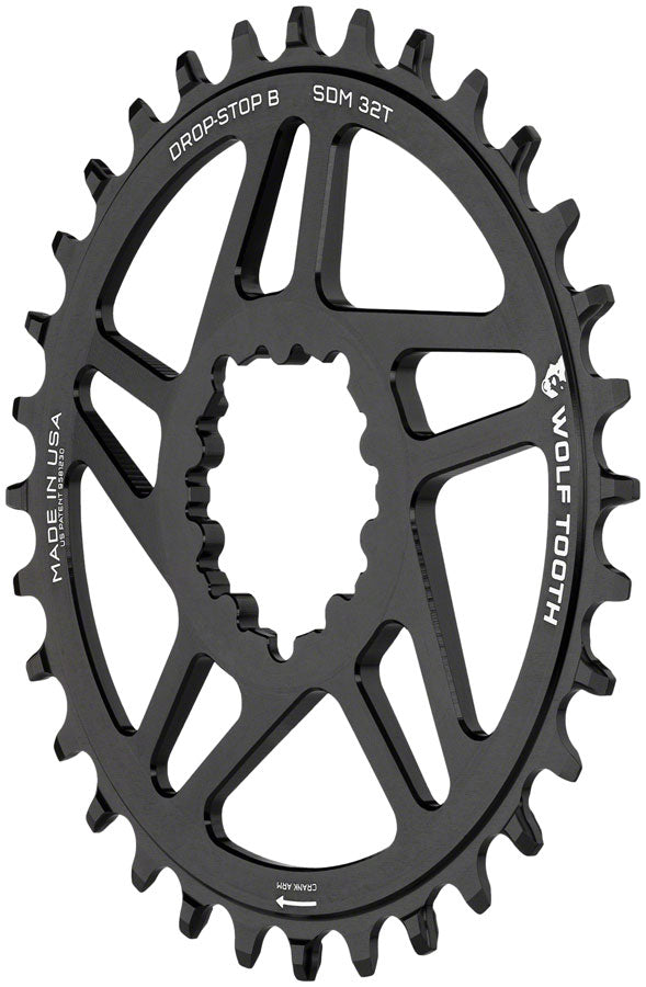 Load image into Gallery viewer, Wolf Tooth Direct Mount Chainring - 34t SRAM Direct Mount Drop-Stop B For SRAM 3-Bolt Boost Cranks 3mm Offset BLK
