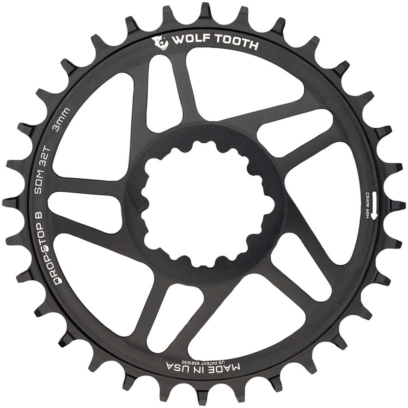 Load image into Gallery viewer, Wolf Tooth Direct Mount Chainring - 30t SRAM Direct Mount Drop-Stop B For SRAM 3-Bolt Boost Cranks 3mm Offset BLK
