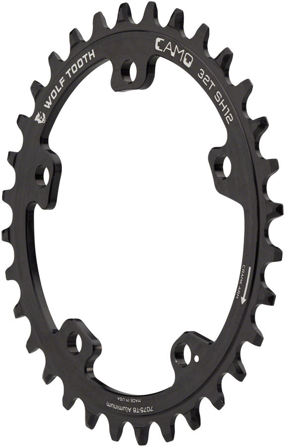 Load image into Gallery viewer, Wolf Tooth CAMO Aluminum Chainring - 32t Wolf Tooth CAMO Mount Drop-Stop ST Requires 12-Speed HG+ Chain BLK
