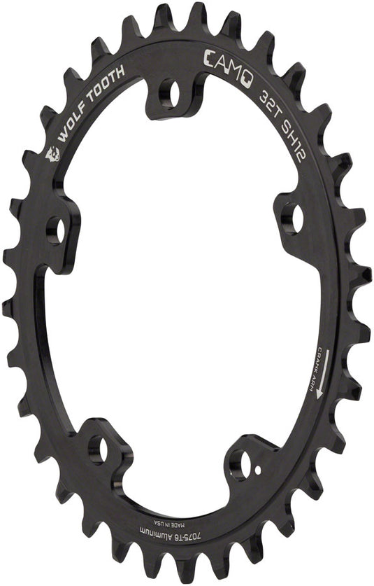 Wolf Tooth CAMO Aluminum Chainring - 32t Wolf Tooth CAMO Mount Drop-Stop ST Requires 12-Speed HG+ Chain BLK