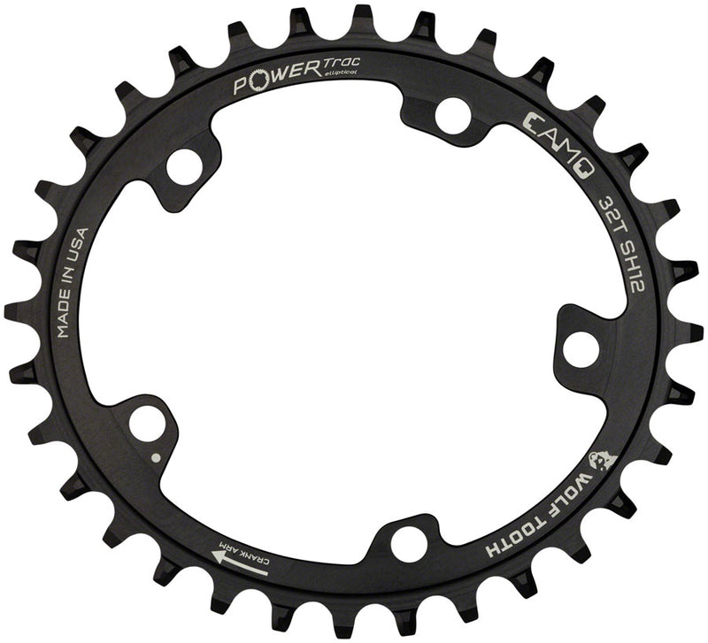 Load image into Gallery viewer, Wolf Tooth CAMO Aluminum Elliptical Chainring - 30t Wolf Tooth CAMO Mount Drop-Stop ST Shimano 12 Speed HG+ BLK
