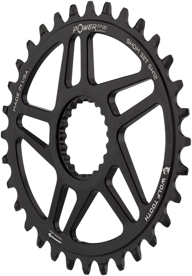 Load image into Gallery viewer, Wolf Tooth Elliptical Direct Mount Chainring - 34t Shimano DM Boost 3mm Offset Drop-Stop ST Requires 12-Speed HG+ Chain BLK
