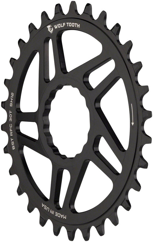 Wolf Tooth Direct Mount Chainring - 32t RaceFace CINCH Direct Mount Boost 3mm Offset Drop-Stop ST Requires 12-Speed HG+ Chain BLK