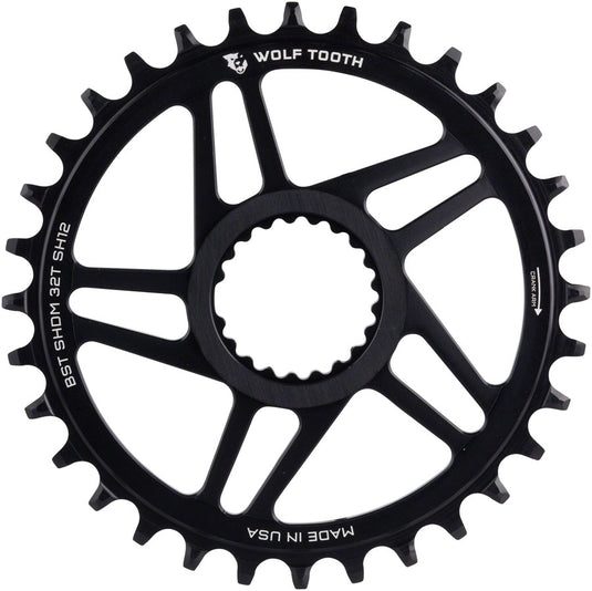 Wolf Tooth Direct Mount Chainring - 34t Shimano DM For Boost Cranks 3mm Offset Drop-Stop ST Requires 12-Speed HG+ Chain BLK