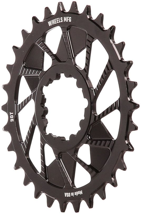 Wheels Manufacturing Direct Mount Chainring - 30t SRAM 3-Bolt Direct Mount 3mm Offset T-Type Chain Compatible BLK