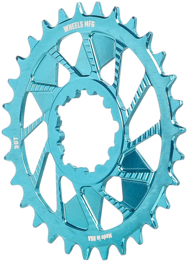 Load image into Gallery viewer, Wheels Manufacturing Direct Mount Chainring - 30t SRAM 3-Bolt Direct Mount 3mm Offset T-Type Chain Compatible Teal
