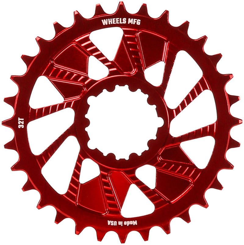 Load image into Gallery viewer, Wheels Manufacturing Direct Mount Chainring - 32t SRAM 3-Bolt Direct Mount 3mm Offset T-Type Chain Compatible Red
