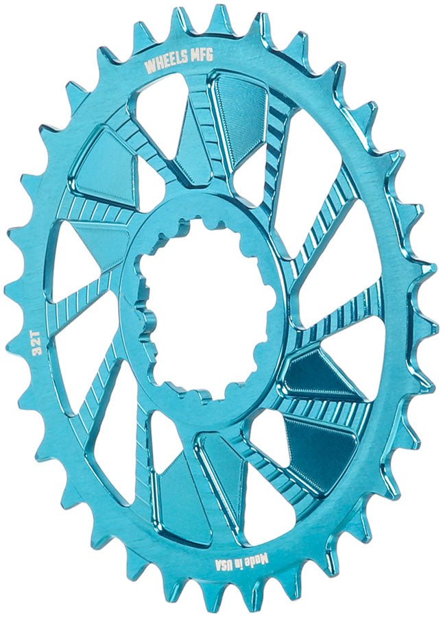 Load image into Gallery viewer, Wheels Manufacturing Direct Mount Chainring - 32t SRAM 3-Bolt Direct Mount 3mm Offset T-Type Chain Compatible Teal
