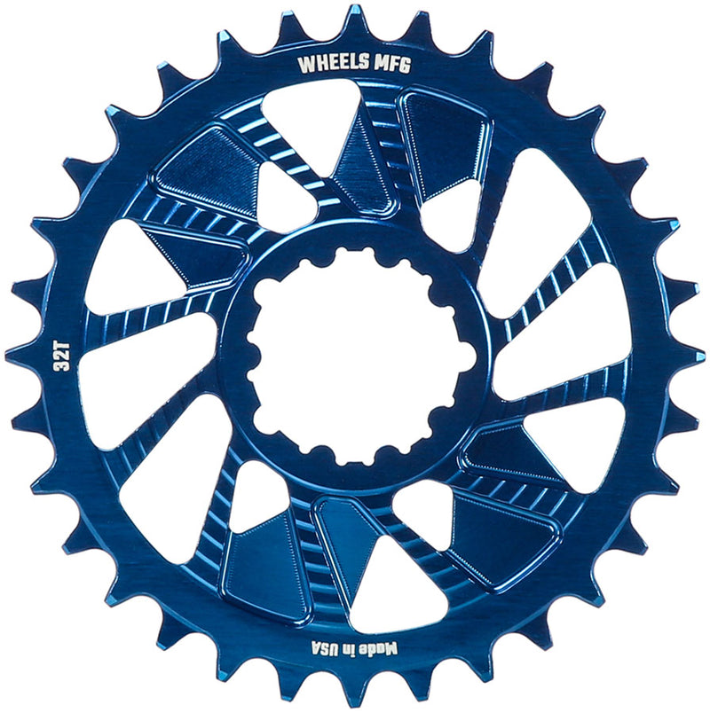 Load image into Gallery viewer, Wheels Manufacturing Direct Mount Chainring - 32t SRAM 3-Bolt Direct Mount 3mm Offset T-Type Chain Compatible Blue
