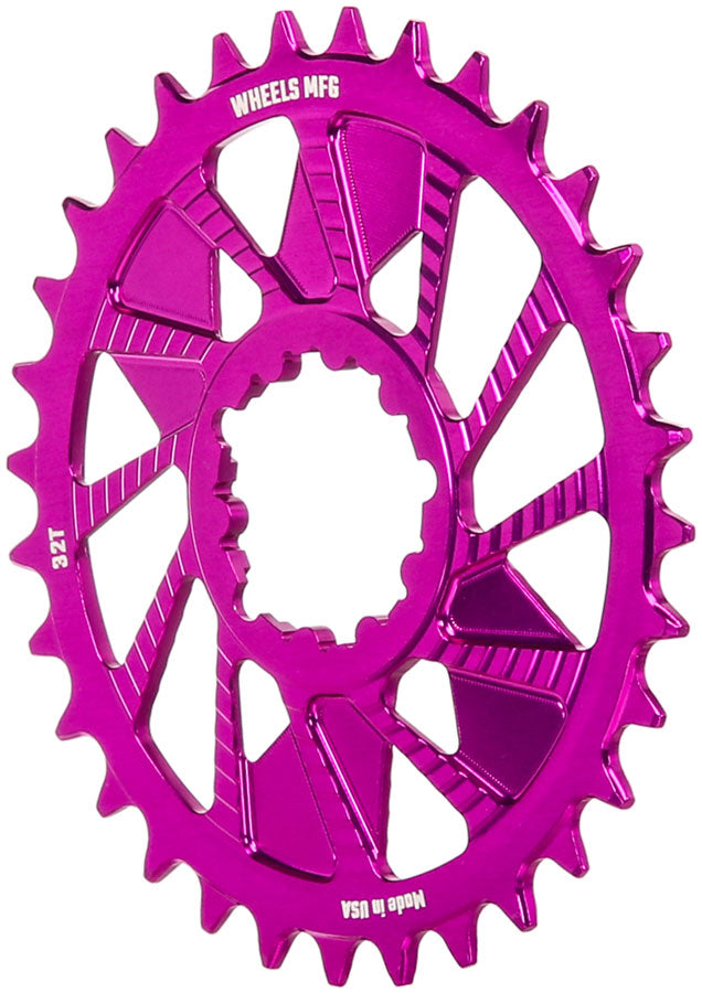 Load image into Gallery viewer, Wheels Manufacturing Direct Mount Chainring - 32t SRAM 3-Bolt Direct Mount 3mm Offset T-Type Chain Compatible Purple
