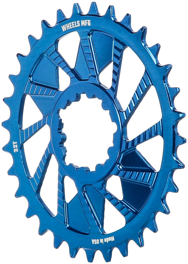 Load image into Gallery viewer, Wheels Manufacturing Direct Mount Chainring - 32t SRAM 3-Bolt Direct Mount 3mm Offset Compatible Hyperglide+ Chain Blue
