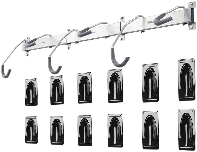 Load image into Gallery viewer, Delta Heavy Duty Track Rack Wall Mount Bike Rack - 6-Bike Silver
