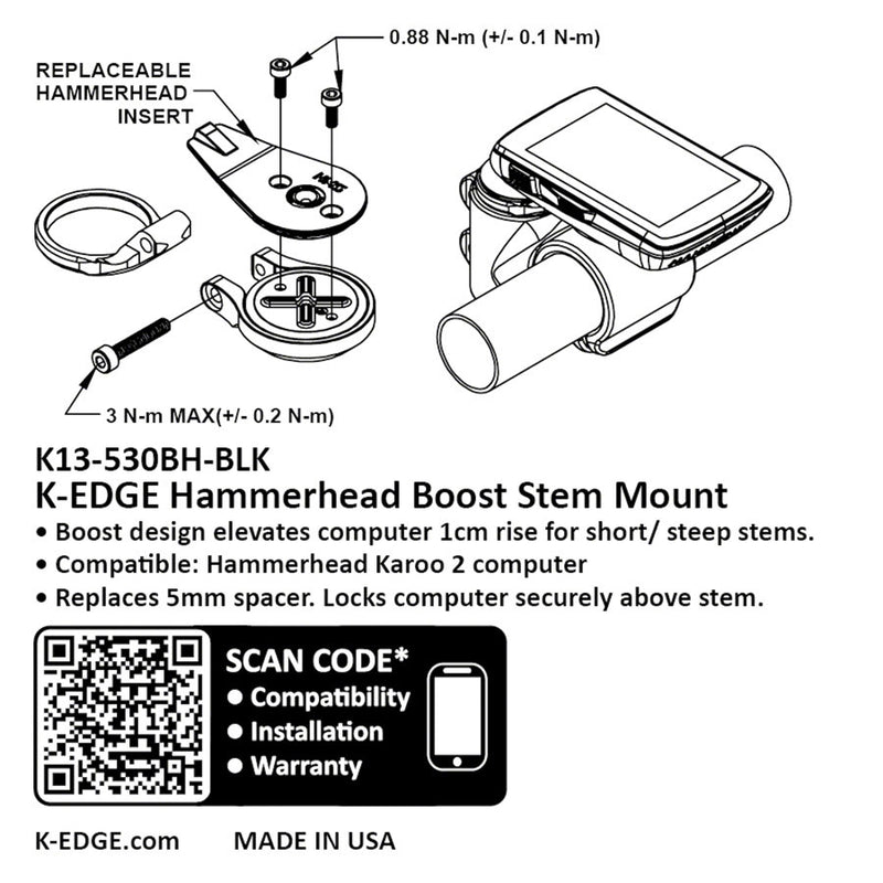 Load image into Gallery viewer, K-EDGE Hammerhead Boost Stem Mount - Adjustable Black Anodize
