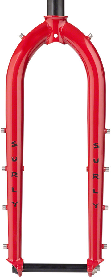 Load image into Gallery viewer, Surly Dinner Fork - 27.5" 15x110mm Thru-Axle 1-1/8" Straight Steerer 420mm Axle To Crown Steel Pile of Bricks Red
