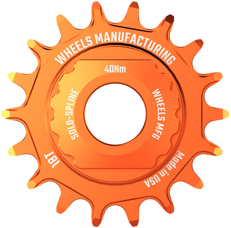 Load image into Gallery viewer, Wheels Manufacturing SOLO-SPLINE Micro Spline Single Speed Conversion Kit - 18t For Shimano Micro Spline Hub Bodies Orange
