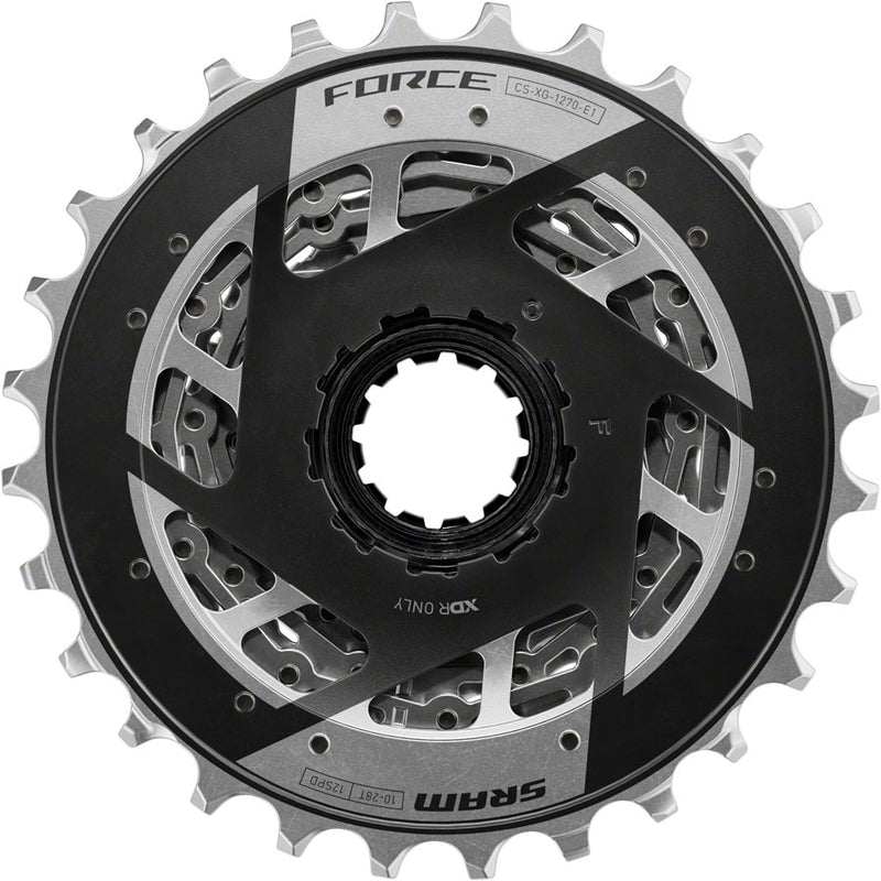 Load image into Gallery viewer, SRAM Force XG-1270 Cassette - 12-Speed 10-28t Silver For XDR Driver Body E1
