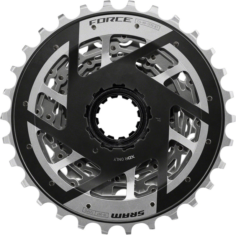 Load image into Gallery viewer, SRAM Force XG-1270 Cassette - 12-Speed 10-30t Silver For XDR Driver Body E1
