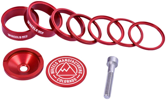 Wheels Mfg StackRight Pro Headset Spacer Kit 1-1/8" Red