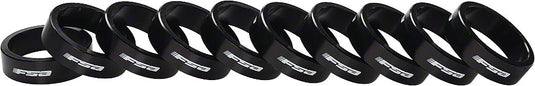 Full Speed Ahead Bag of 10 1-1/8"x10mm Headset Spacers Black Alloy with Logo