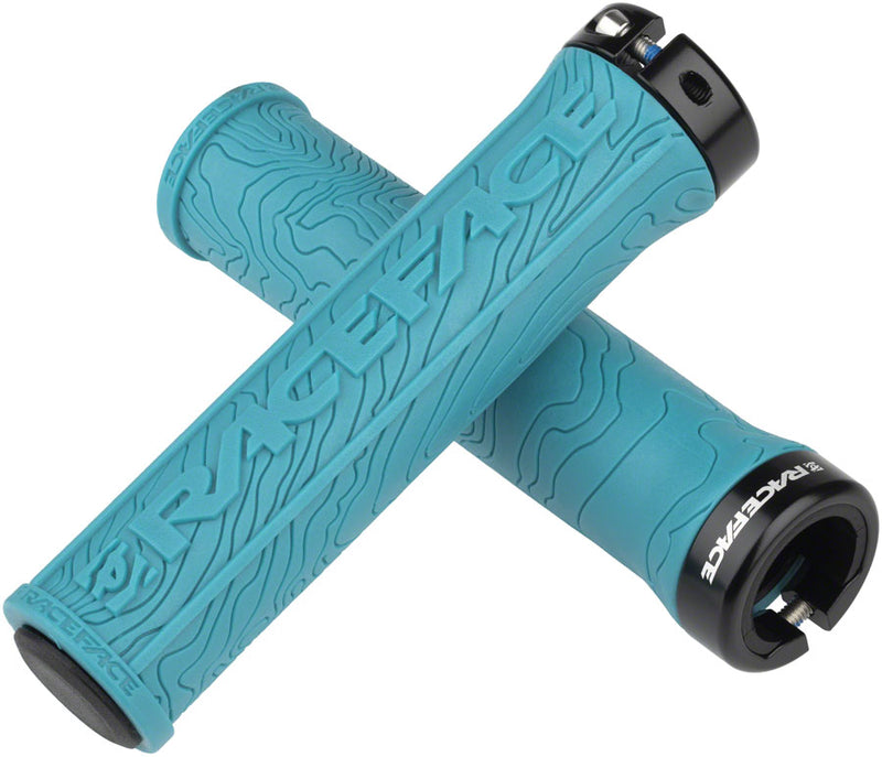 Load image into Gallery viewer, RaceFace Half Nelson Grips - Turquoise Lock-On
