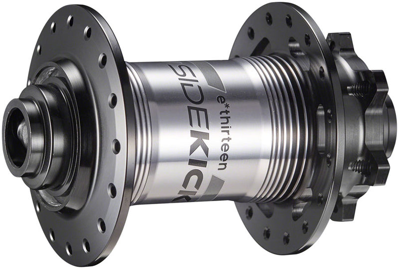Load image into Gallery viewer, e*thirteen Sidekick Front Hub - 15/20 x 110mm 6-Bolt Disc BLK/Sterling Silver 28H

