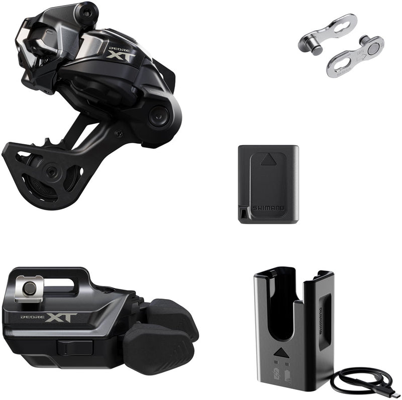 Load image into Gallery viewer, Shimano Deore XT M8250 Di2 Wireless Upgrade Kit - M8250-GS Rear Derailleur M8250-IR I-SPEC EV Shifter Battery Charger Quick Link
