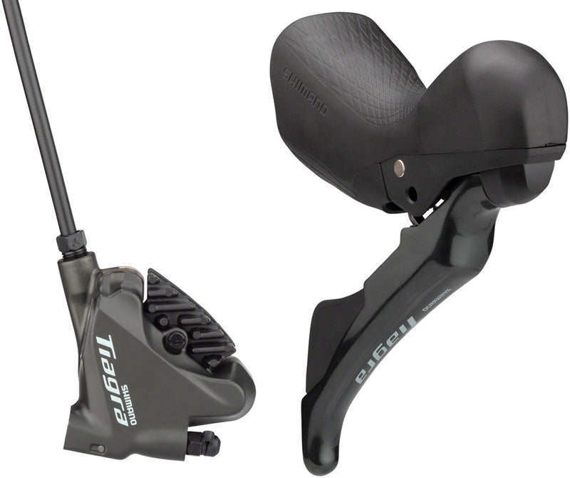 Load image into Gallery viewer, Shimano Tiagra ST-4720/BR-4770 Mechanical Shift/Hydraulic Brake Lever Caliper - Rear Flat Mount Finned Resin Pads BLK

